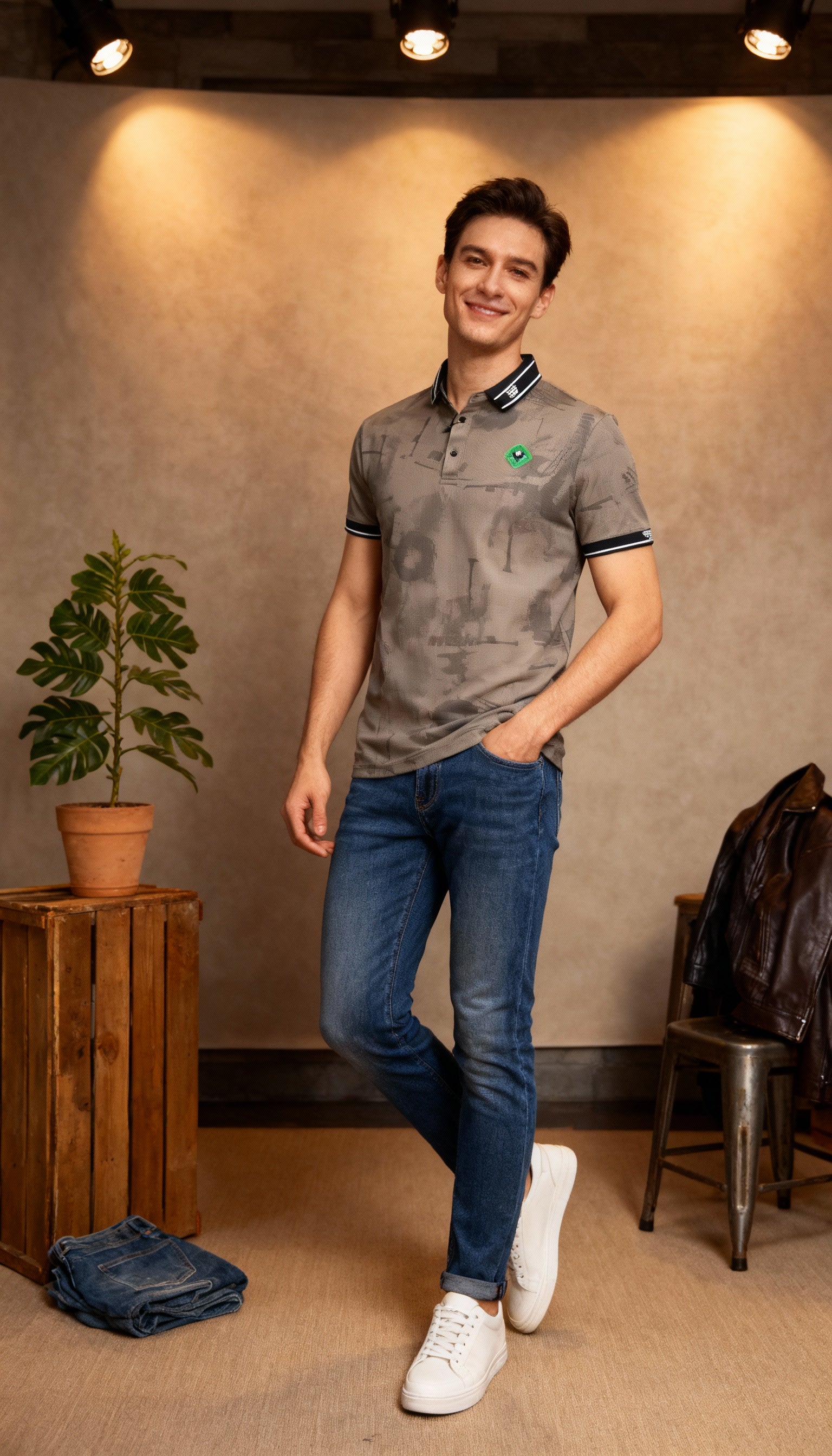 Self Printed Polo Men's T-Shirt