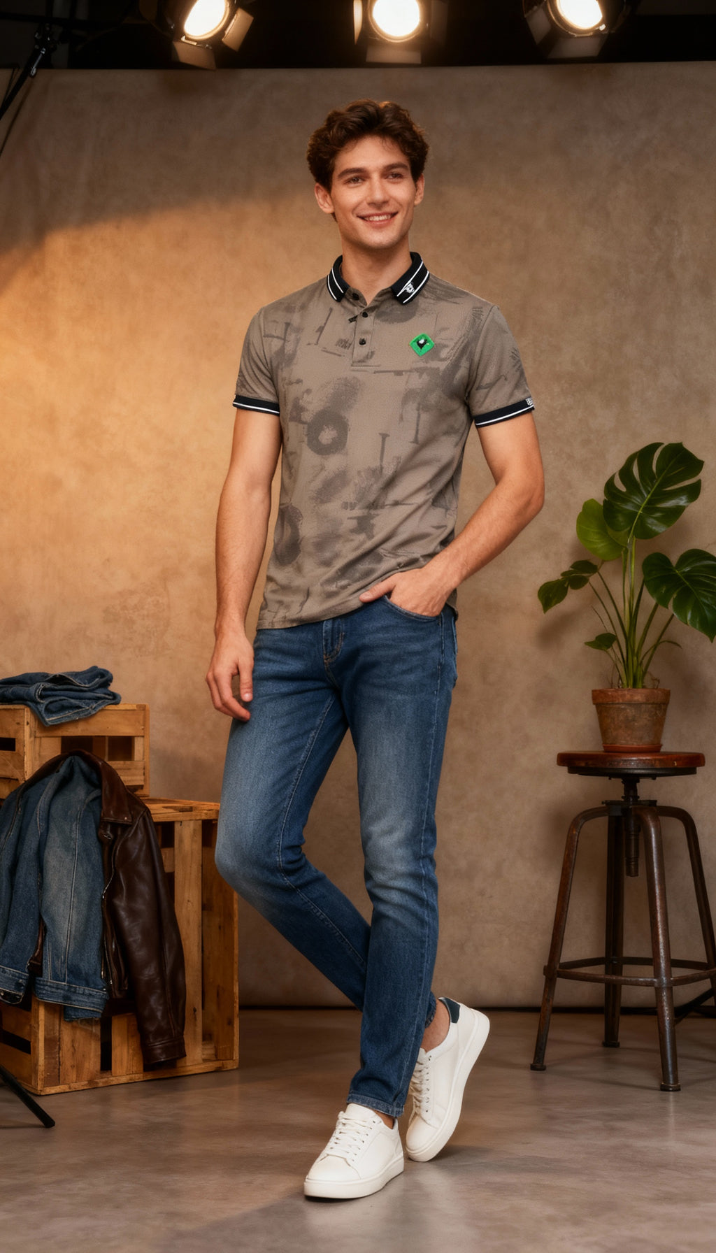 Self Printed Polo Men's T-Shirt