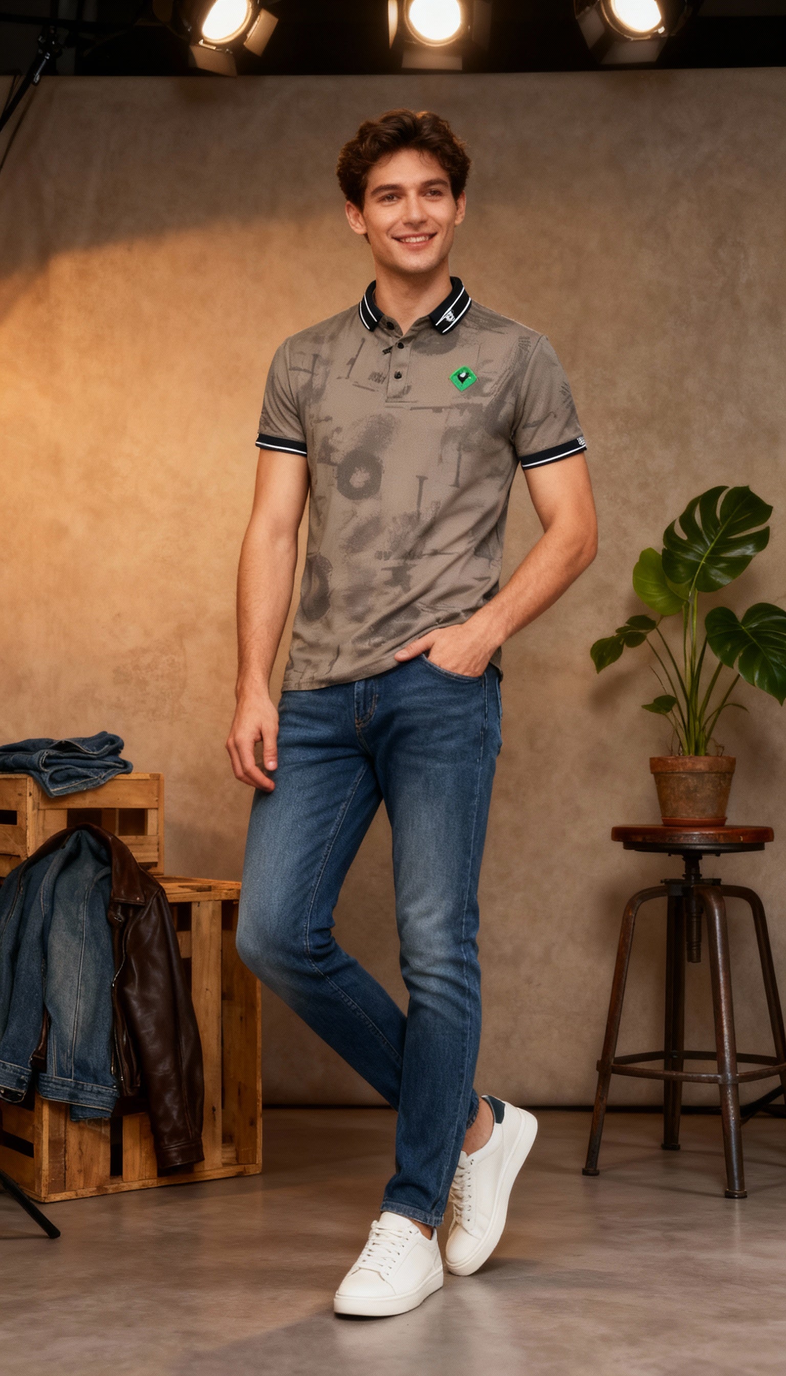 Self Printed Polo Men's T-Shirt