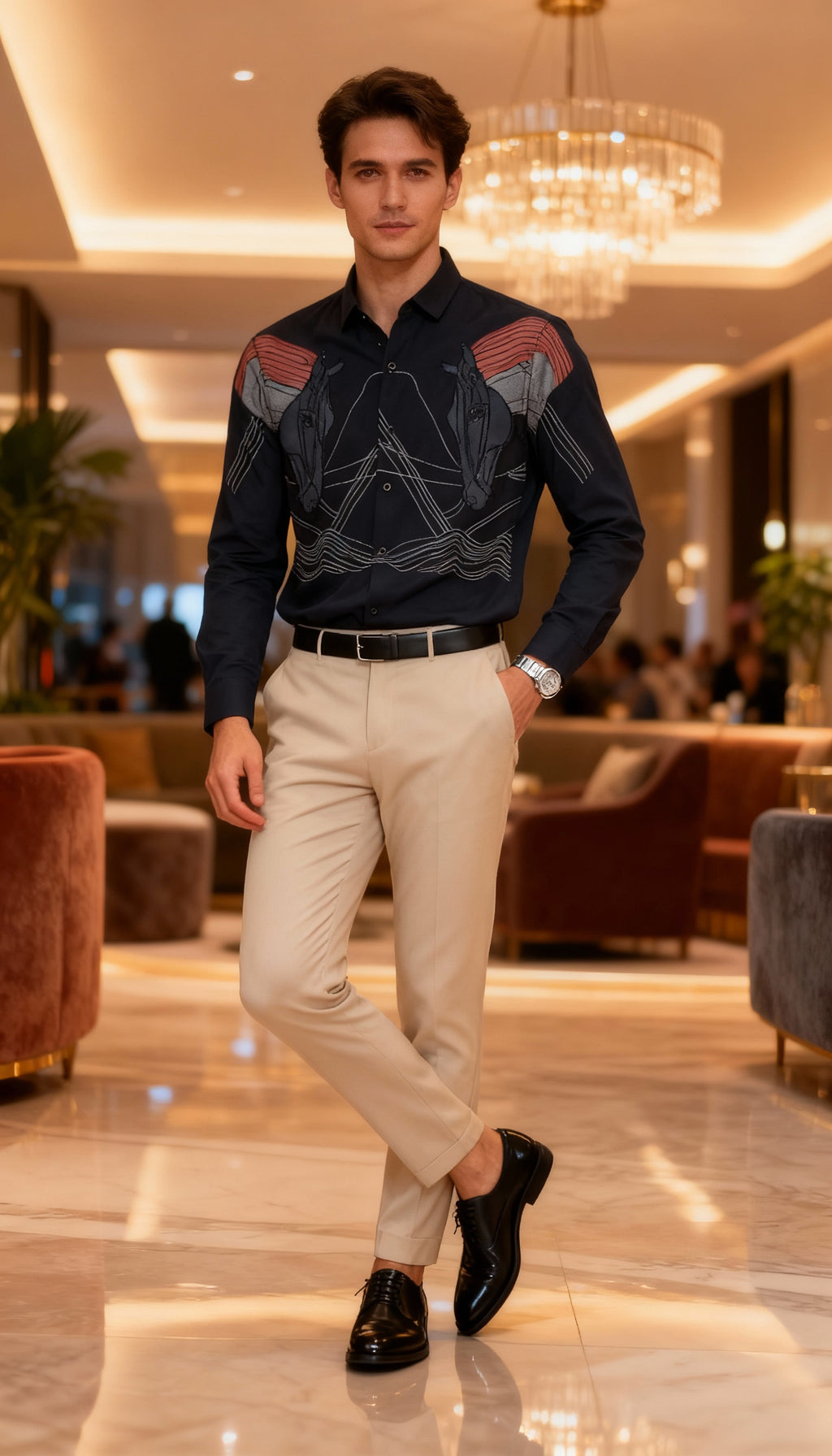 Self Design Premium Club Wear Sequin Men's Shirt