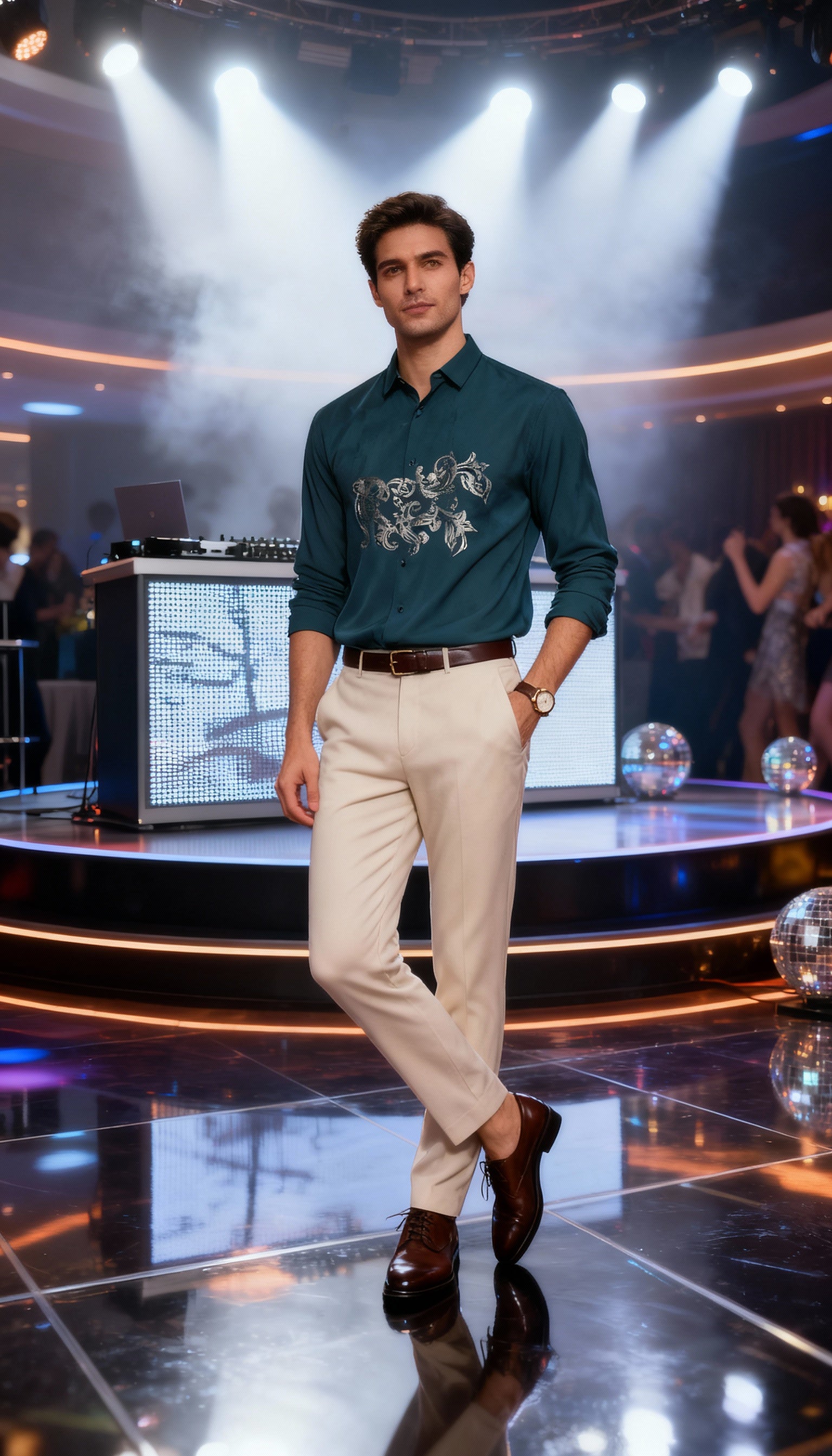 Self Design Premium Club Wear Sequin Men's Shirt