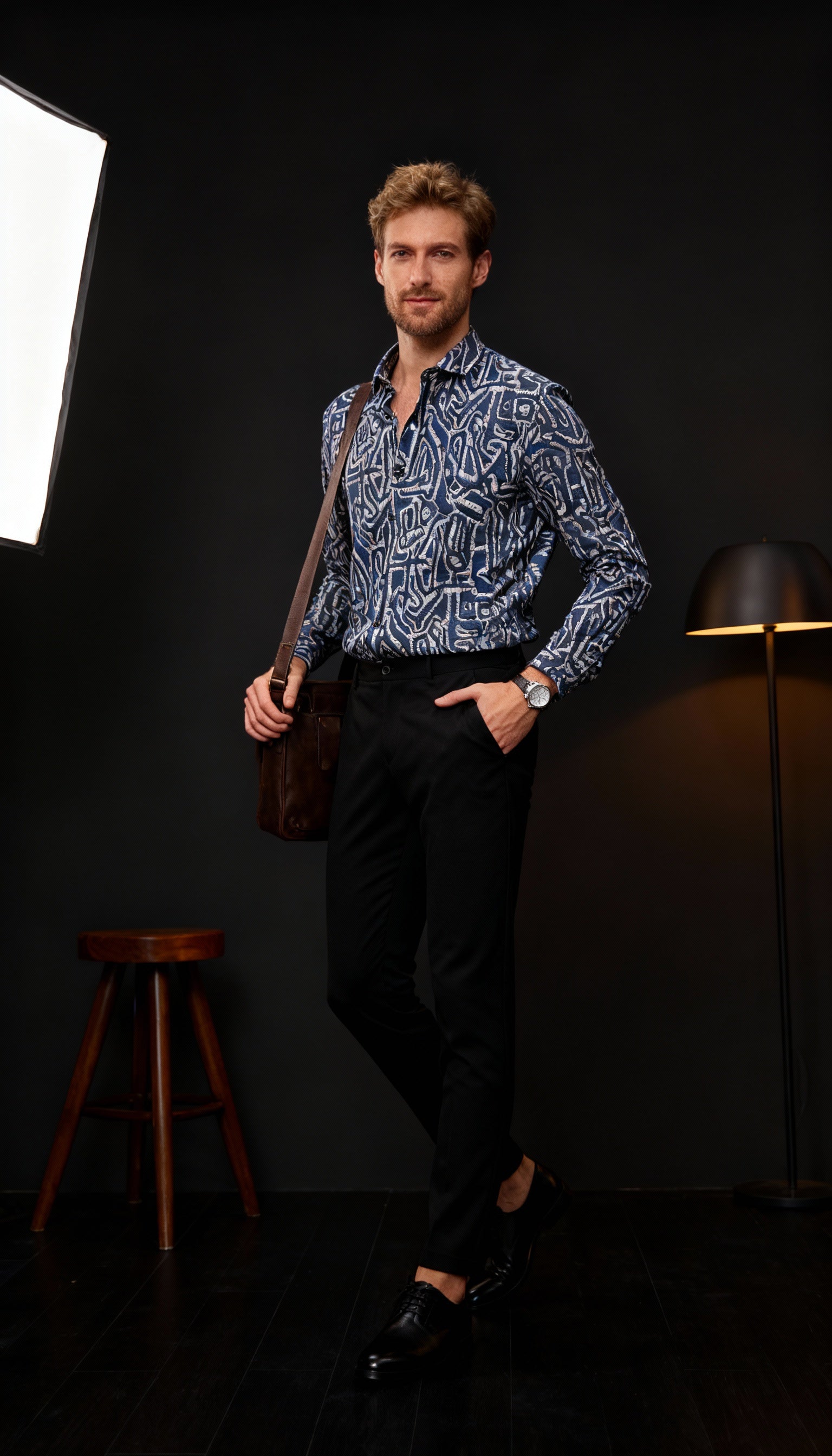 Fancy Self Printed Designer Party Wear Men's Shirt